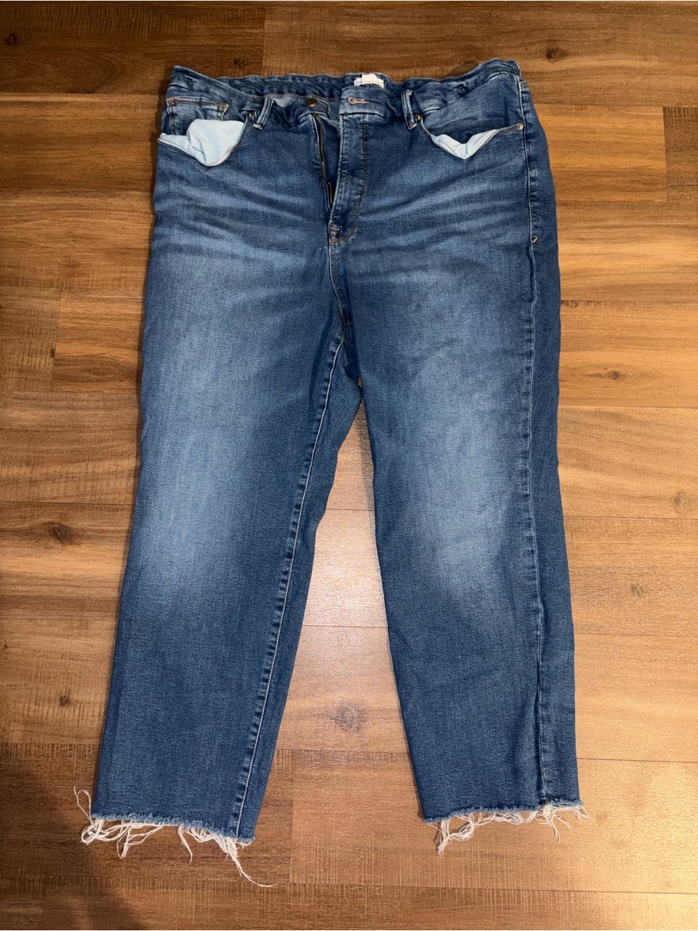 Good American Blue Cropped High-Rise Jeans